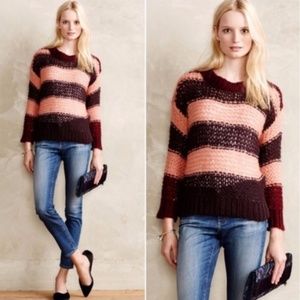 Lili's Closet Blush Burgundy Rugby Striped Sweater